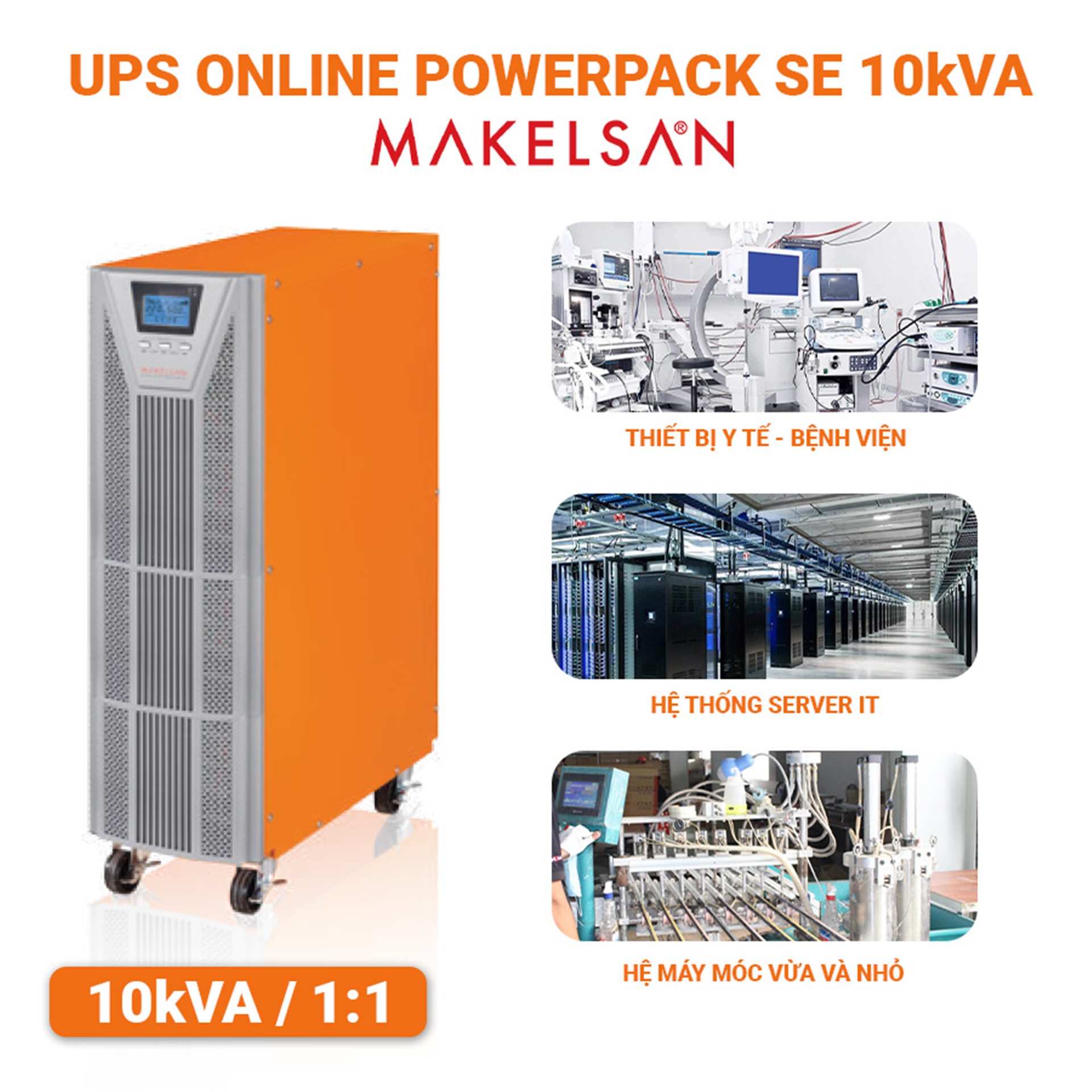 BỘ LƯU ĐIỆN UPS ONLINE POWERPACK SE 10kVA 1:1 PHASE