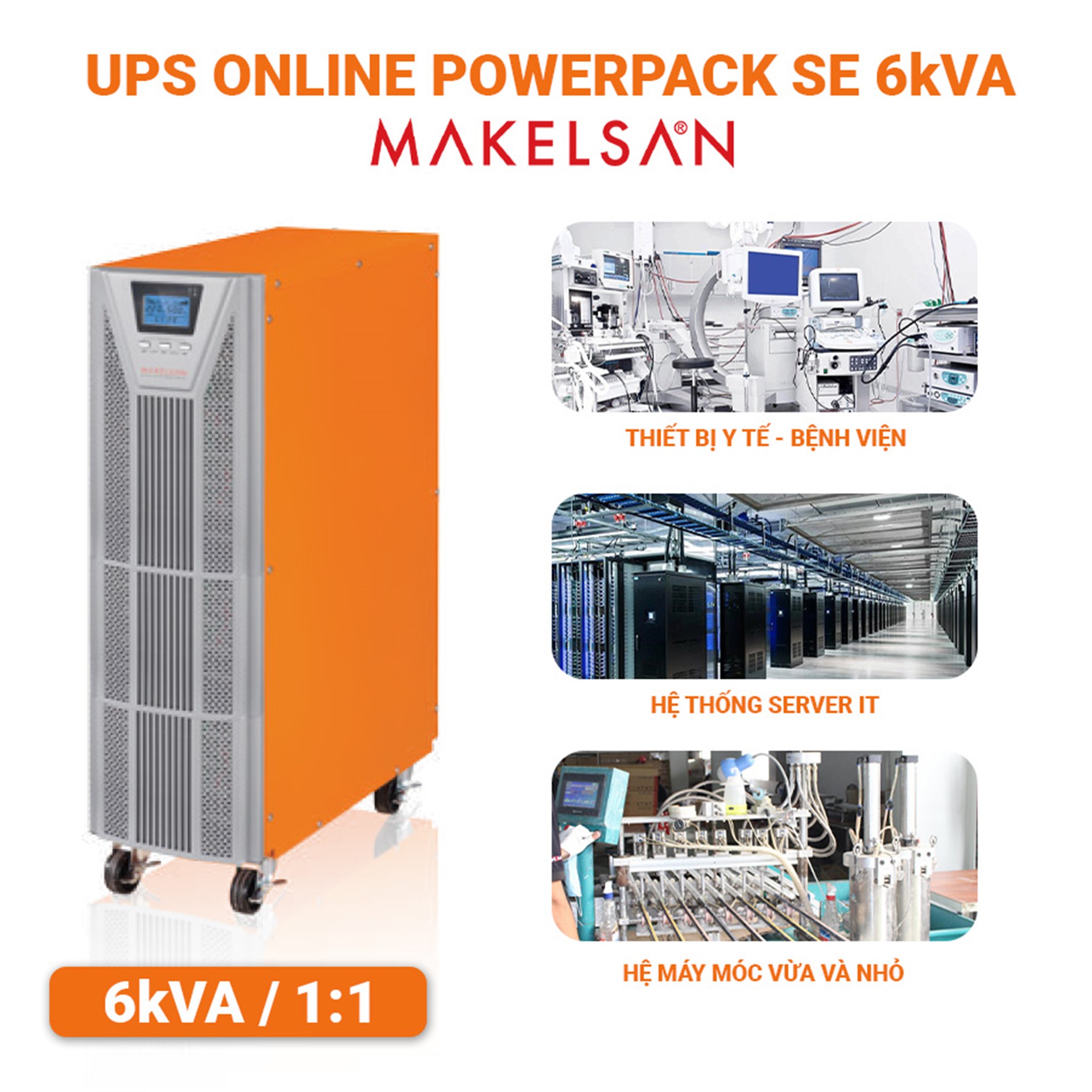 BỘ LƯU ĐIỆN UPS ONLINE POWERPACK SE 6kVA 1:1 PHASE